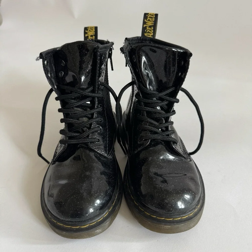 Dr. Martens Kids Black 1460 Glitter J Boots 1 Combat Boots Punk Rocker Celestial